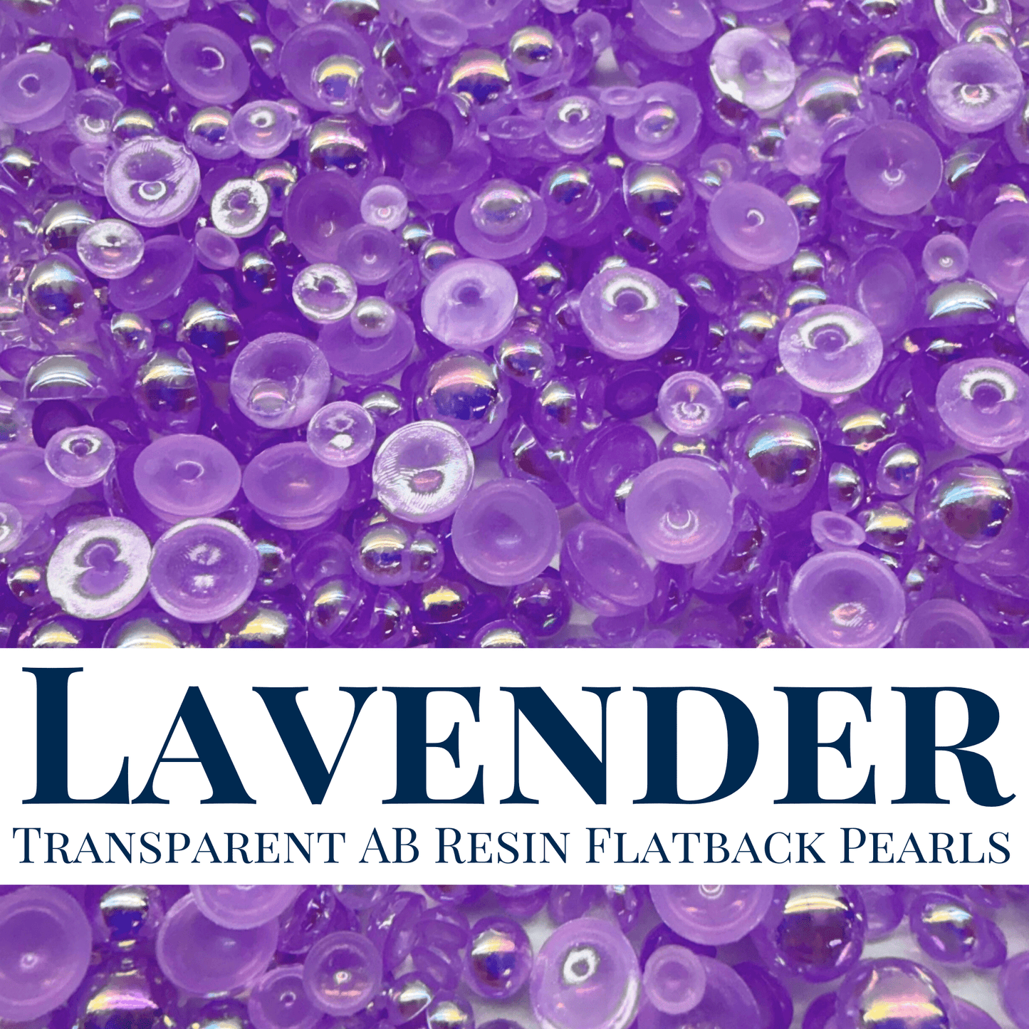 RESIN FLATBACK PEARLS - LAVENDER TRANSPARENT AB - NEW