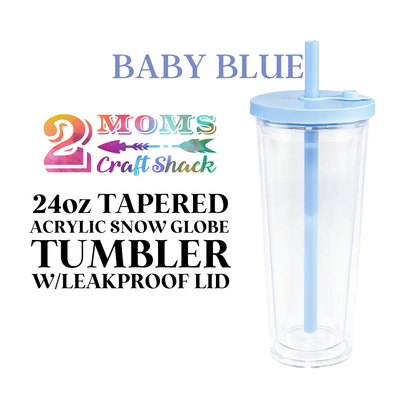 24oz TAPERED ACRYLIC SNOW GLOBE TUMBLER W/LEAKPROOF LID