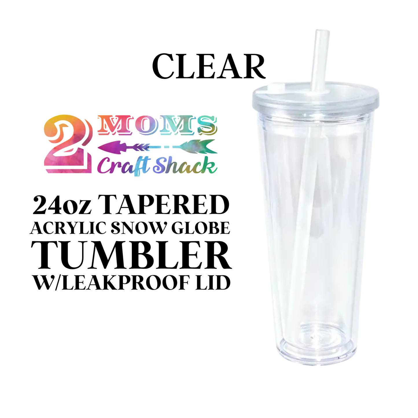 24oz TAPERED ACRYLIC SNOW GLOBE TUMBLER W/LEAKPROOF LID