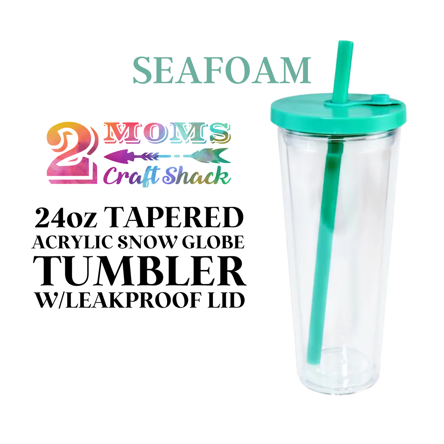 24oz TAPERED ACRYLIC SNOW GLOBE TUMBLER W/LEAKPROOF LID