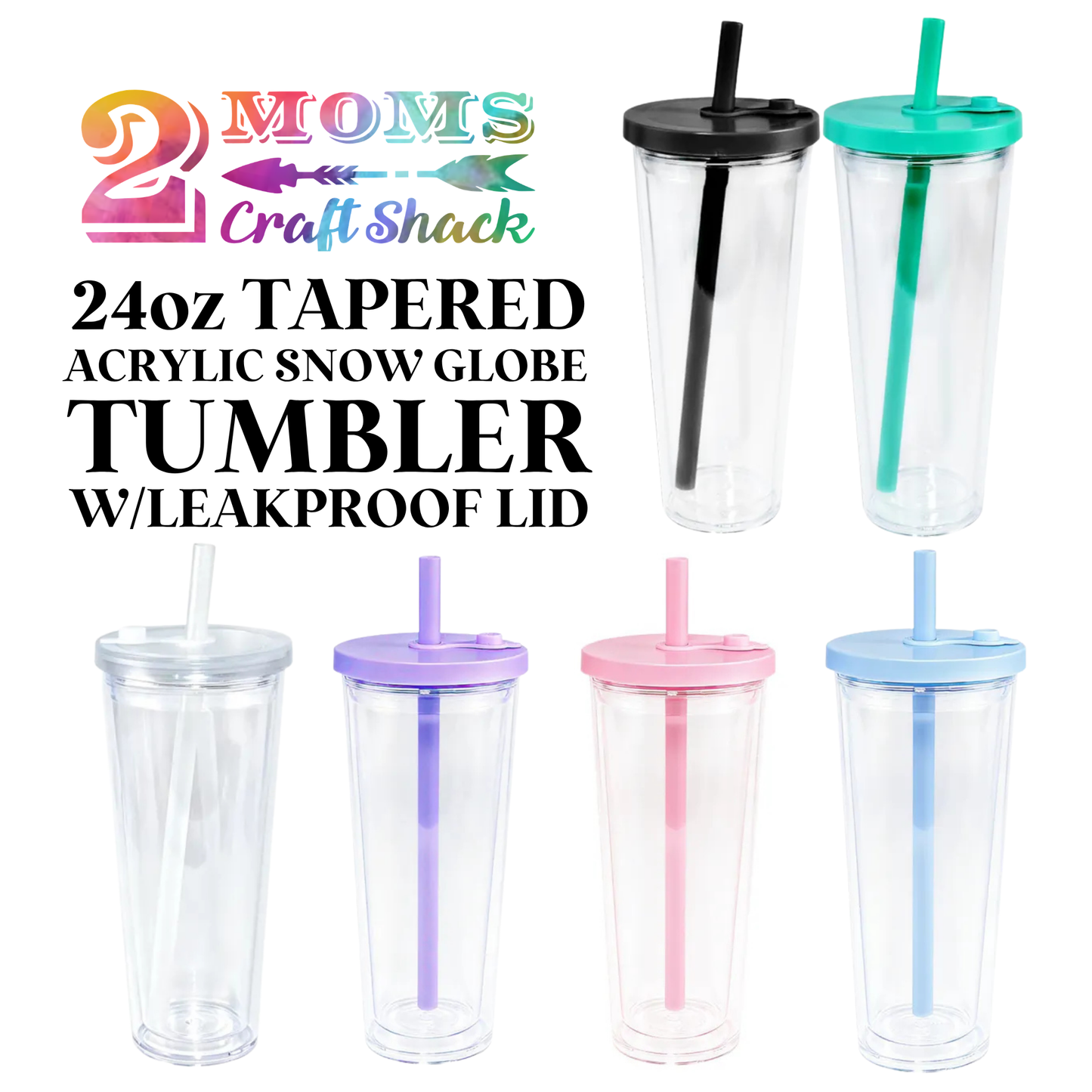 24oz TAPERED ACRYLIC SNOW GLOBE TUMBLER W/LEAKPROOF LID