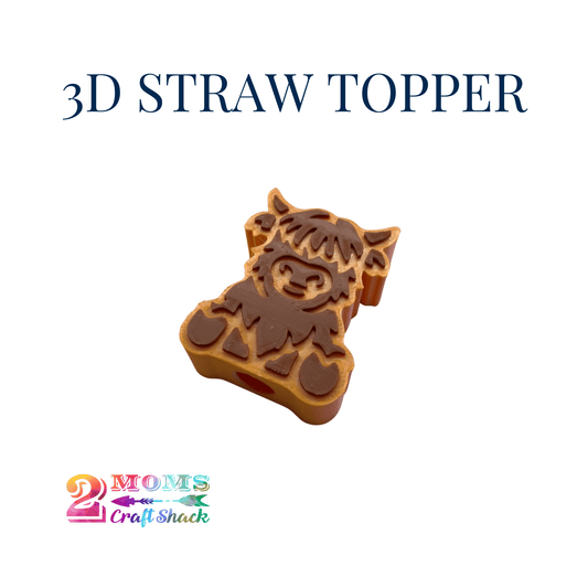 HIGHLAND COW - 3D STRAW TOPPER - NEW
