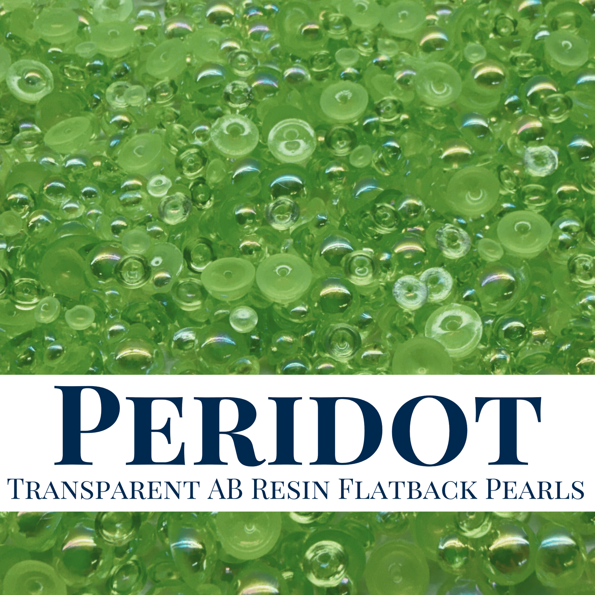 RESIN FLATBACK PEARLS - PERIDOT TRANSPARENT AB - NEW