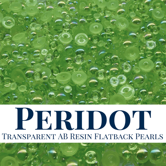 RESIN FLATBACK PEARLS - PERIDOT TRANSPARENT AB - NEW