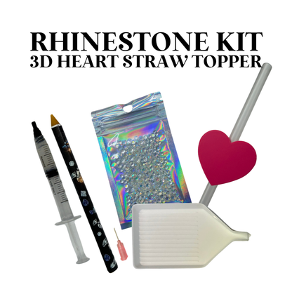 RHINESTONE KIT - 3D HEART STRAW TOPPER - BUNDLE