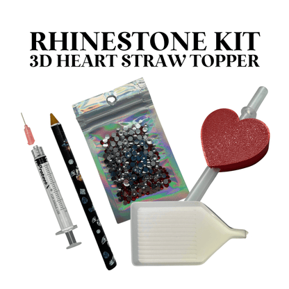 RHINESTONE KIT - 3D HEART STRAW TOPPER - BUNDLE