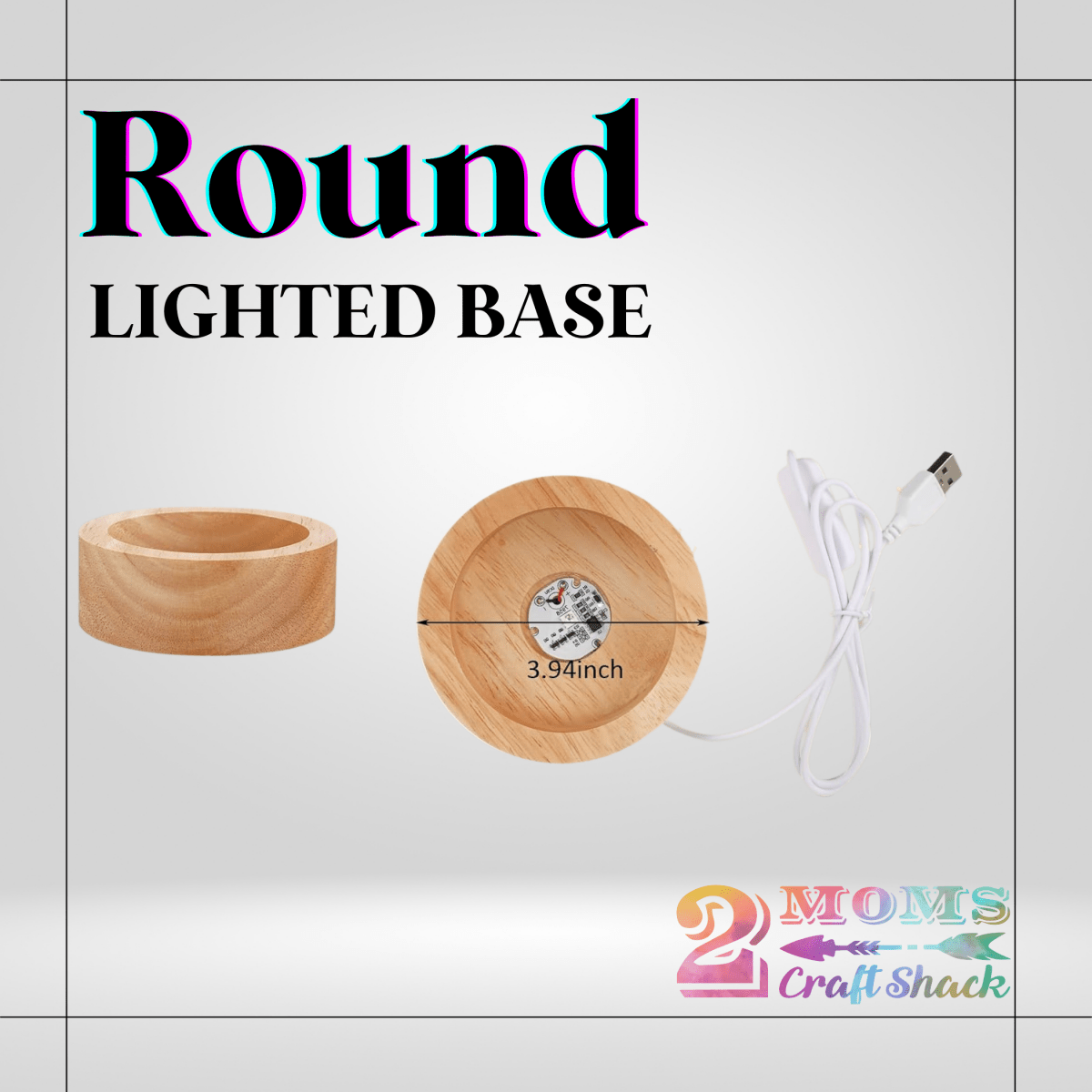 ROUND WOODEN LIGHTED SNOWGLOBE BASE - BASE